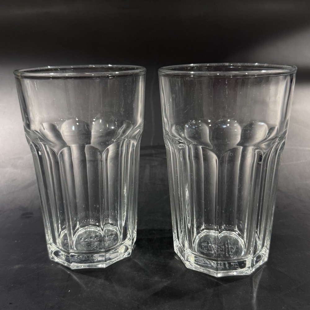 Ikea 12oz Pokal Clear Panel Glass Drinking Tumbler Pair Item No 22950 France